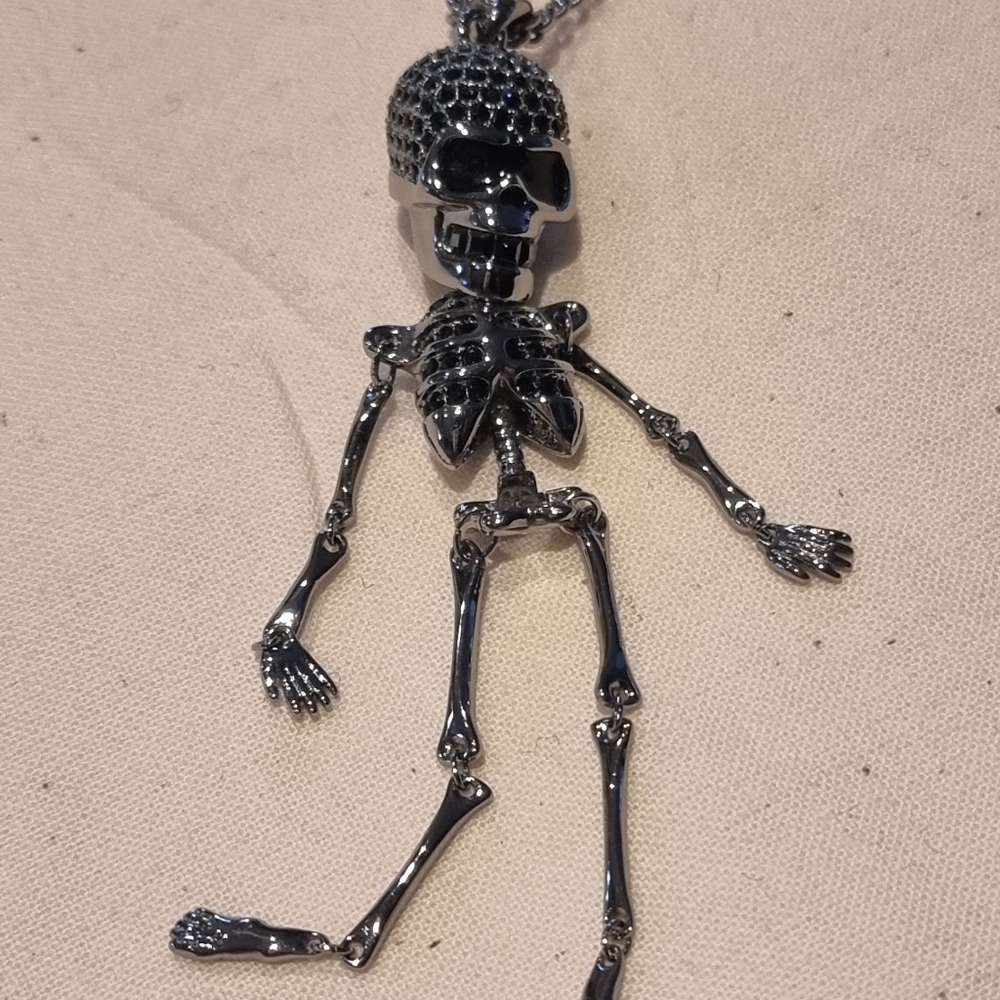 Limited Edition Swarovski Black Crystal Skeleton Necklace NWOT